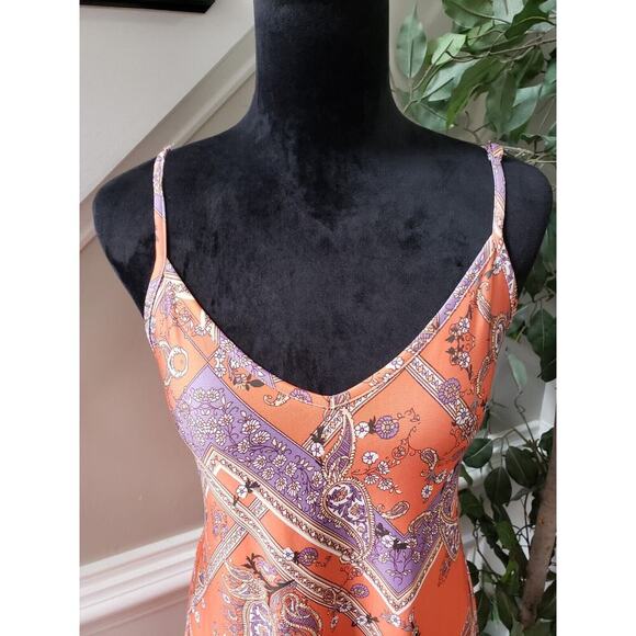 Women's Multicolor 100% Polyester Casual V-Neck Sleeveless Knee Length Dress L - Picture 5 of 14